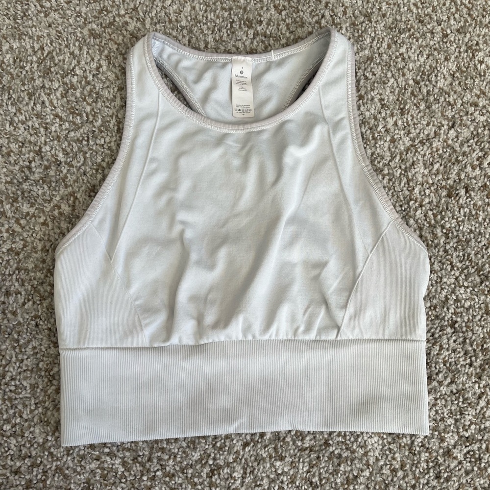 Lululemon Ebb to Train High‎ Neck Racerback Sports Bra White 6